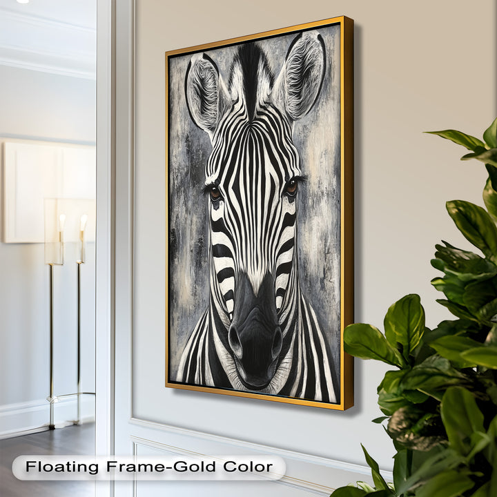 Zebra Portrait – Bold Black and White Animal Oil Painting