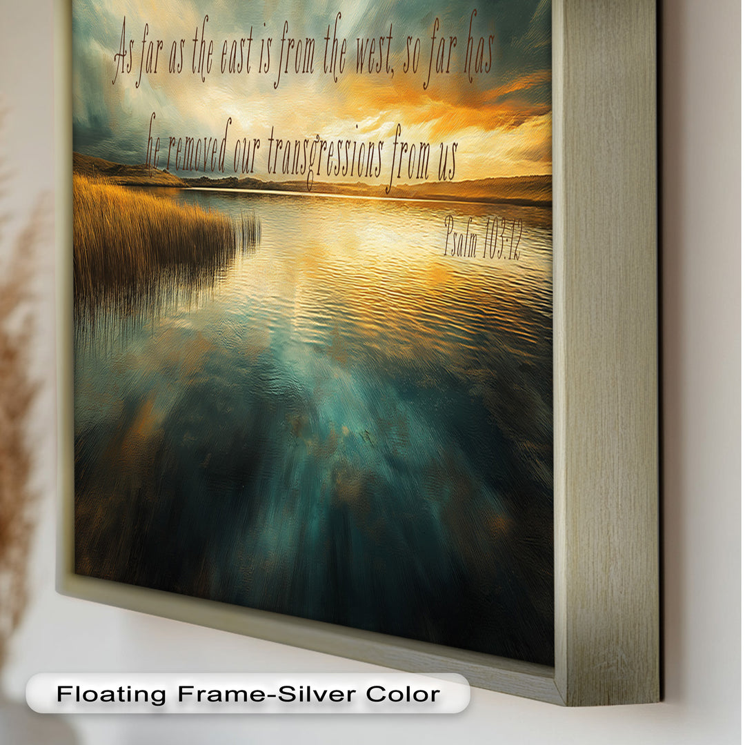 Psalm 103:12 – Divine Forgiveness Bible Verse Oil Painting