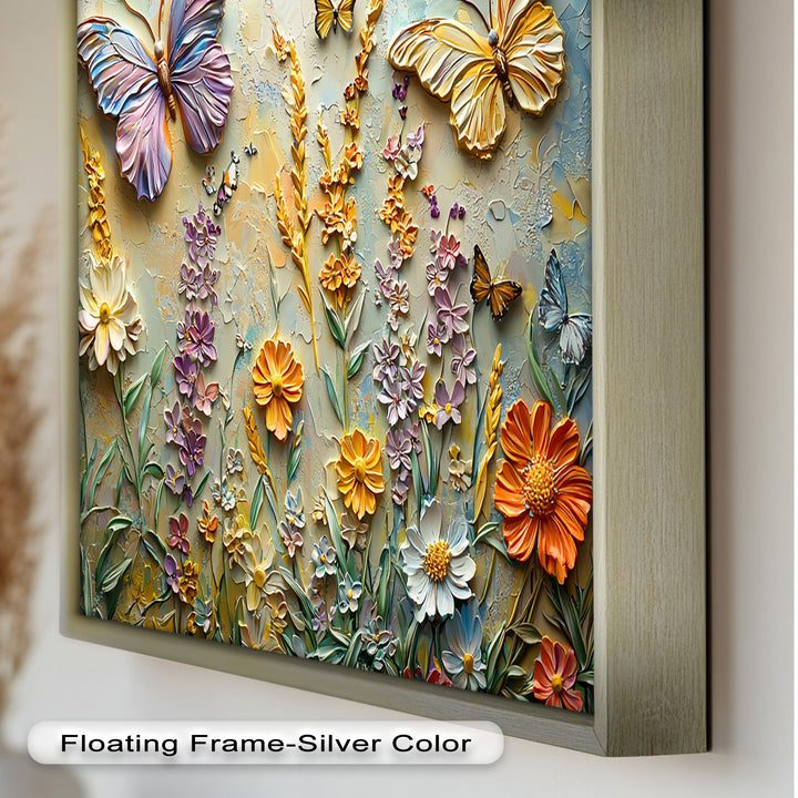 Abstract Floral Butterflies – Modern Oil Painting