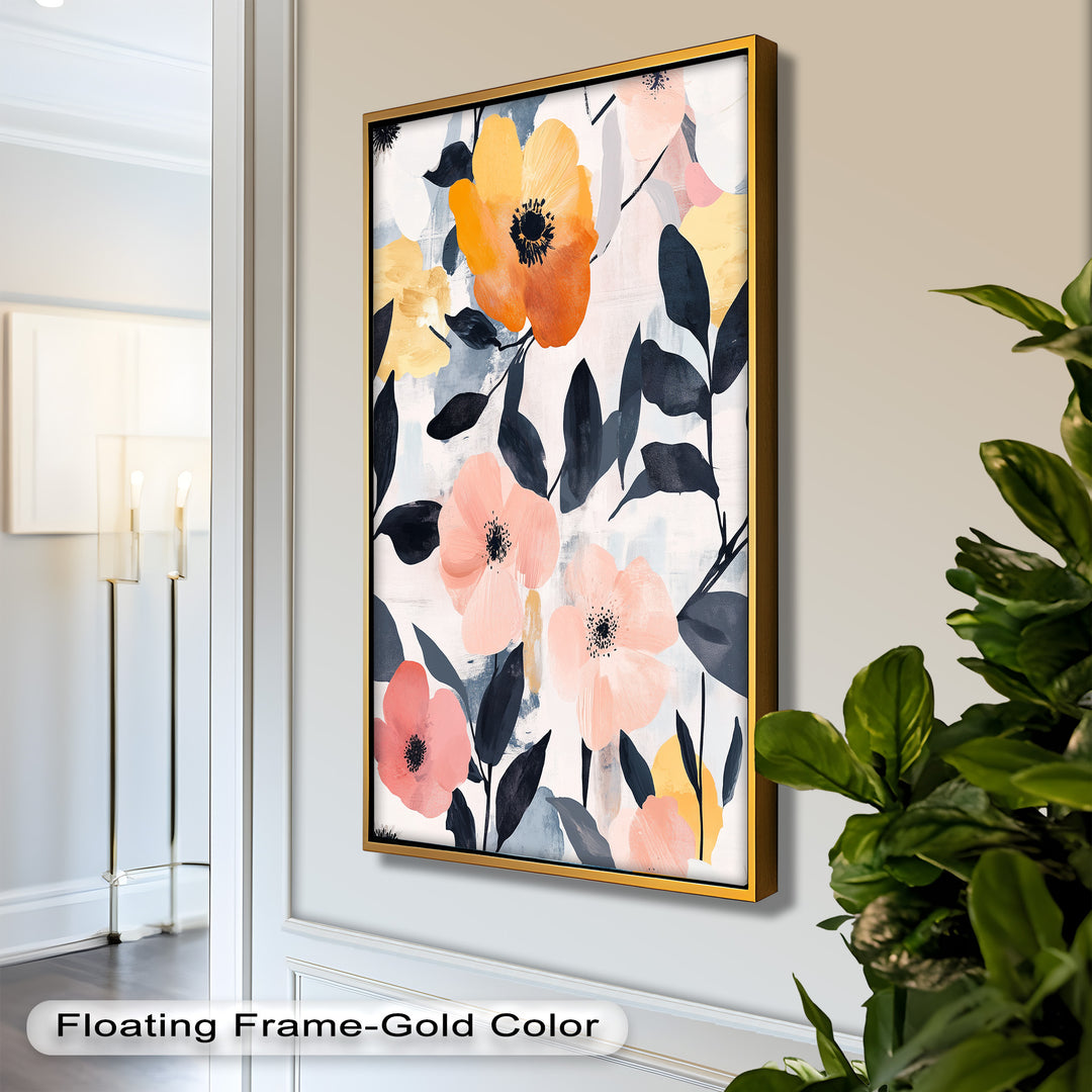 Soft Harmony – Peach and Mustard Floral Oil Painting