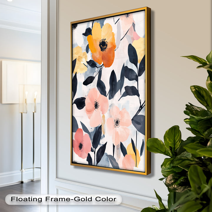 Soft Harmony – Peach and Mustard Floral Oil Painting