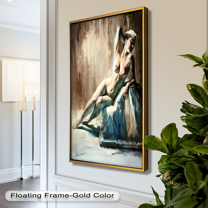 Echoes of Light – Modern Reclining Nude Oil Painting