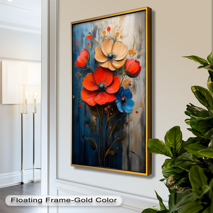 Colorburst Petals – Bold Poppy Bouquet Flower Oil Painting