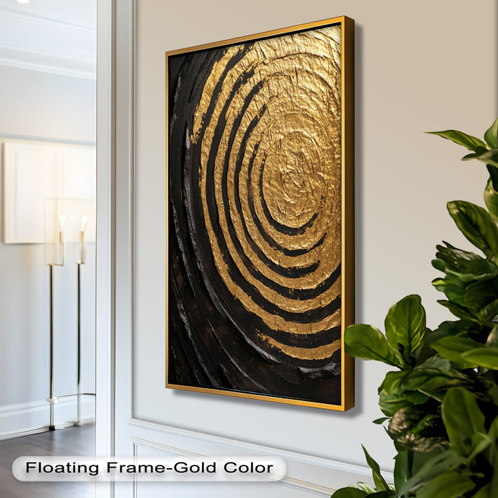 Golden Ripple Radiance – Luxuriöses abstraktes Ölgemälde