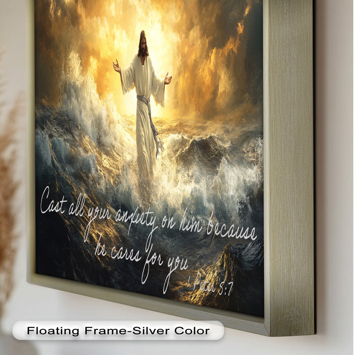1 Peter 5:7 – Trust in God Bible Verse Oil Painting