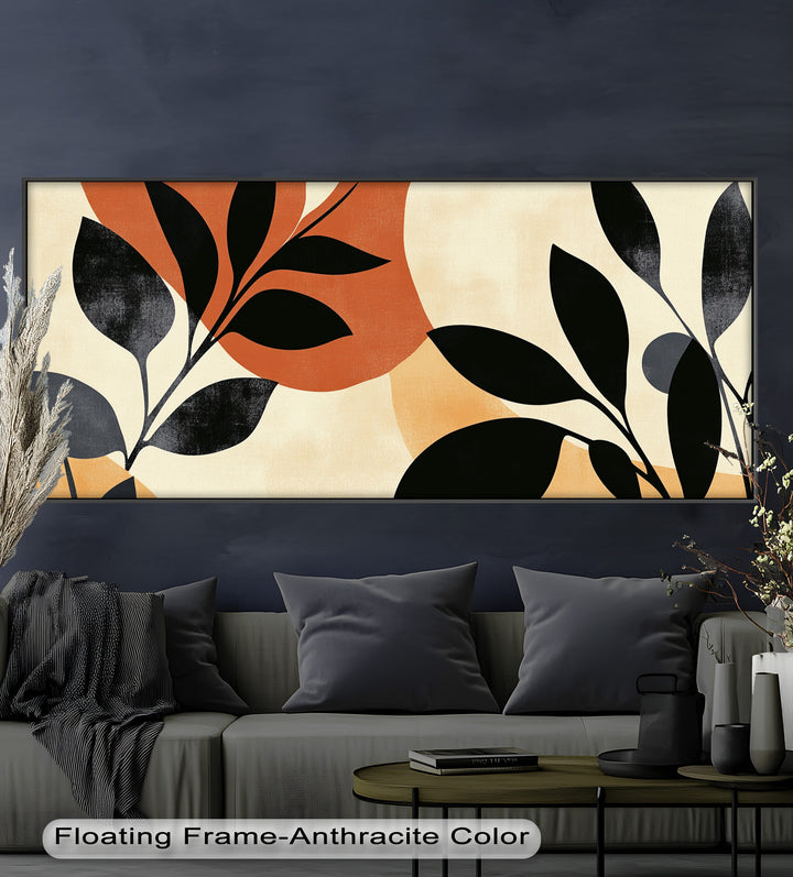 Earth-Tone Botanical Silhouette – Modern Boho Oil Painting