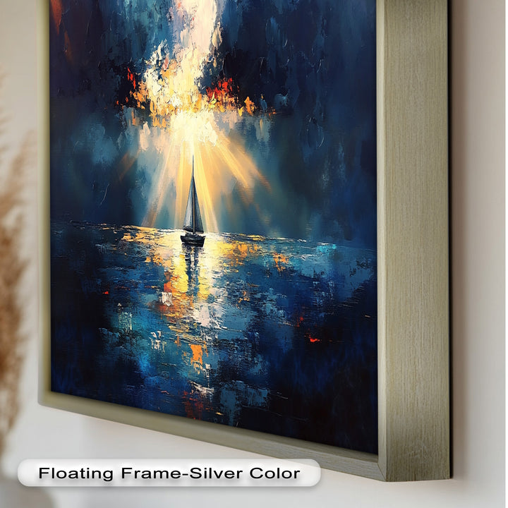 Radiant Horizon – Sailboat at Sunset Oil Painting