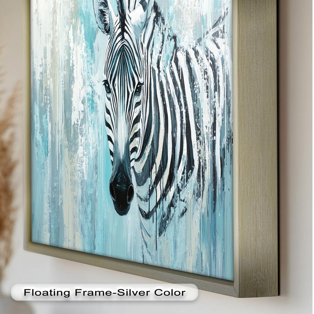 Zebra in Blue Abstract Style - Animal Oil Painting