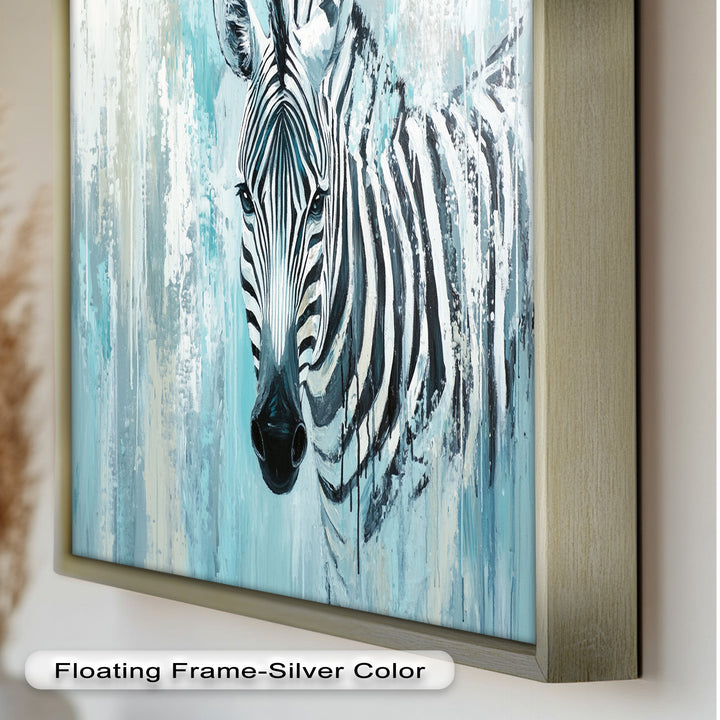 Zebra in Blue Abstract Style - Animal Oil Painting
