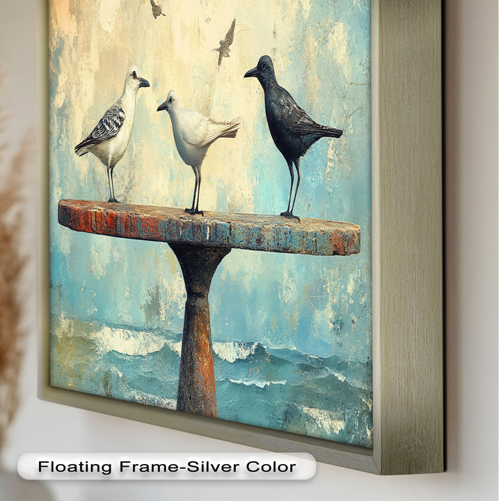 Surreal Birds on Pedestal – Animal Oil Painting