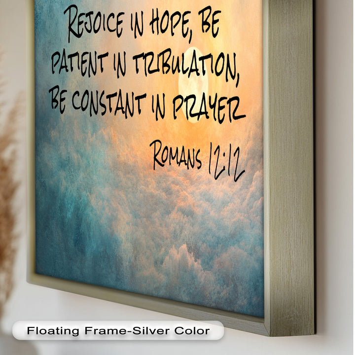 Romans 12:12 – Hope, Patience, and Prayer Bible Verse Oil Painting