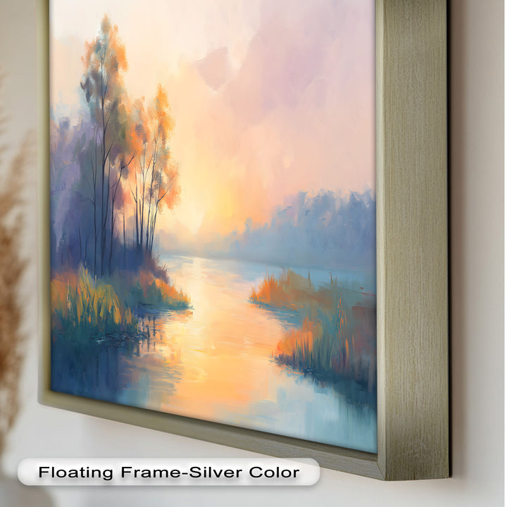Sunrise on a Cold Morning – Framed Landscape Oil Painting