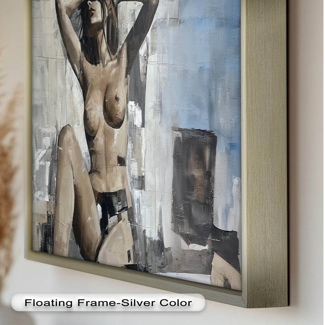 Urban Solitude – Contemporary Nude Oil Painting in Monochrome Hues