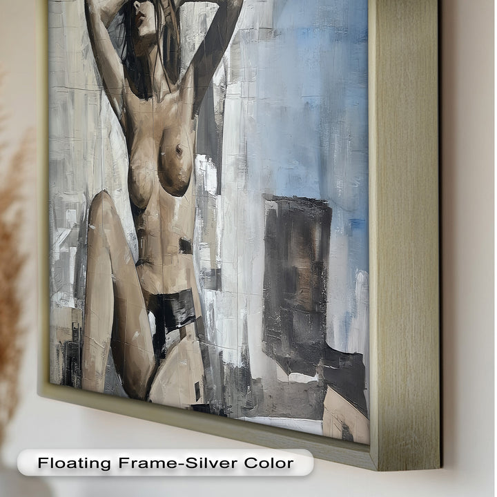 Urban Solitude – Contemporary Nude Oil Painting in Monochrome Hues