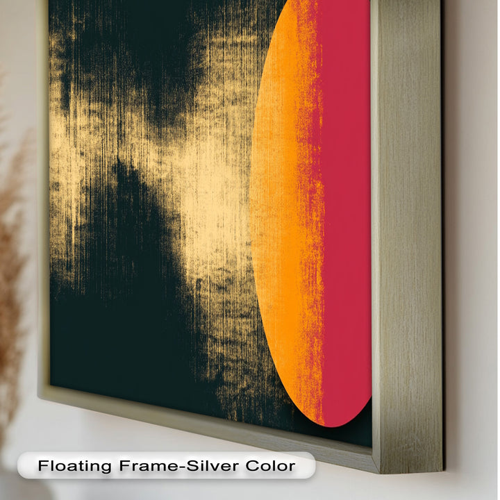 Rot &amp; Orange Eclipse Art – Minimalistisches Ölgemälde