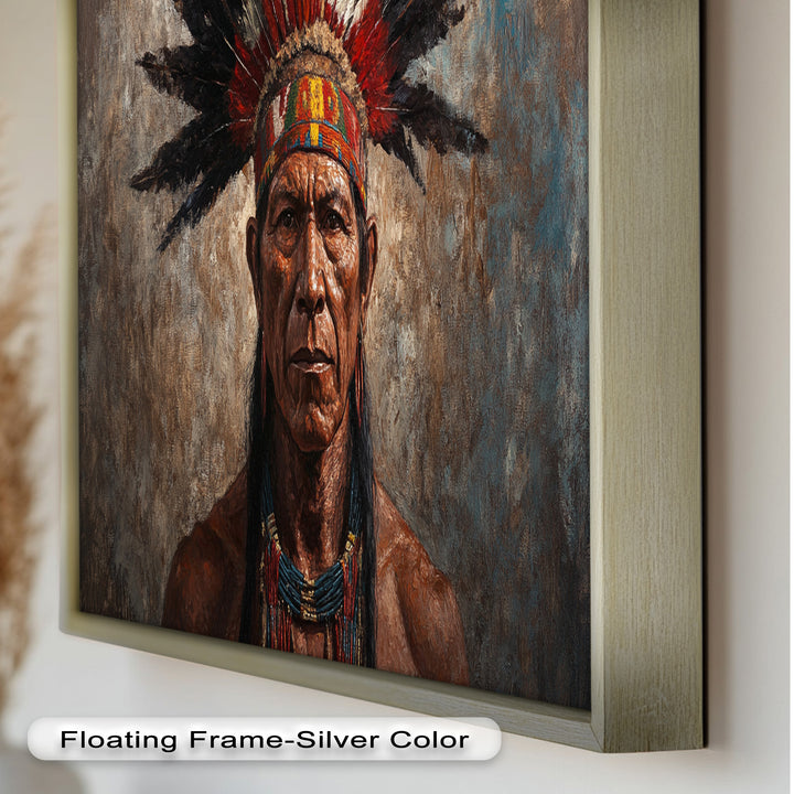 Echo of the Ancestors – Native Warrior Portrait Oil Painting