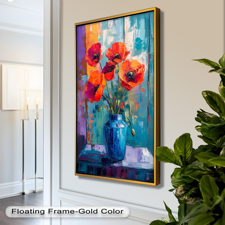 Crimson Blooms – Poppy Flower Oil Painting