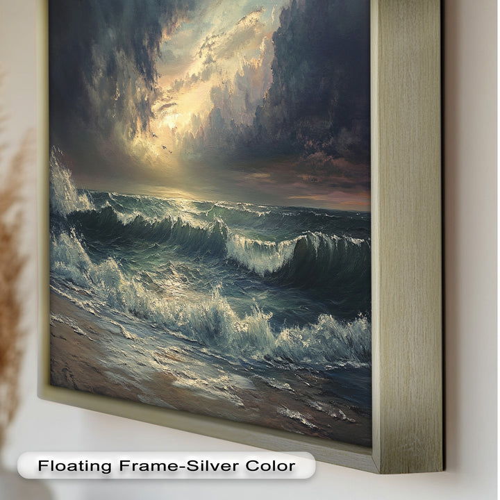 Ocean Sunset Wall Art - Storm Seascape Oil Painting
