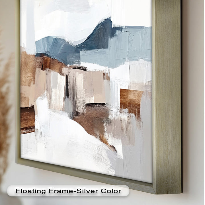 Muted Horizon Layers – Mountain Landscape Abstract Oil Painting