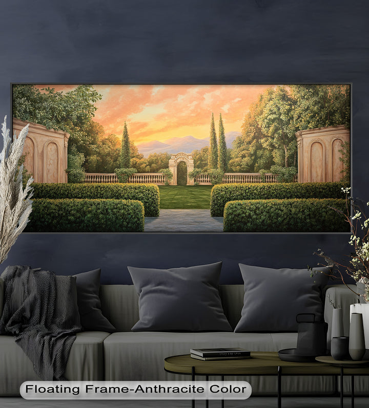 Sunset Garden Gateway – Classical Landscape Oil Painting