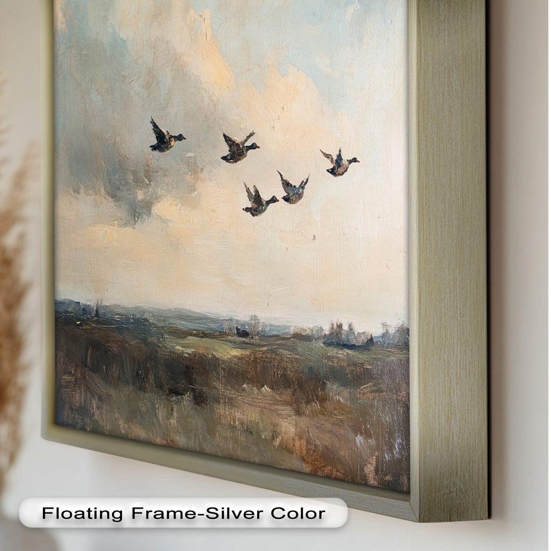Flight Over the Marshlands – Ducks in Motion Oil Painting