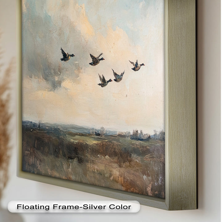 Flight Over the Marshlands – Ducks in Motion Oil Painting