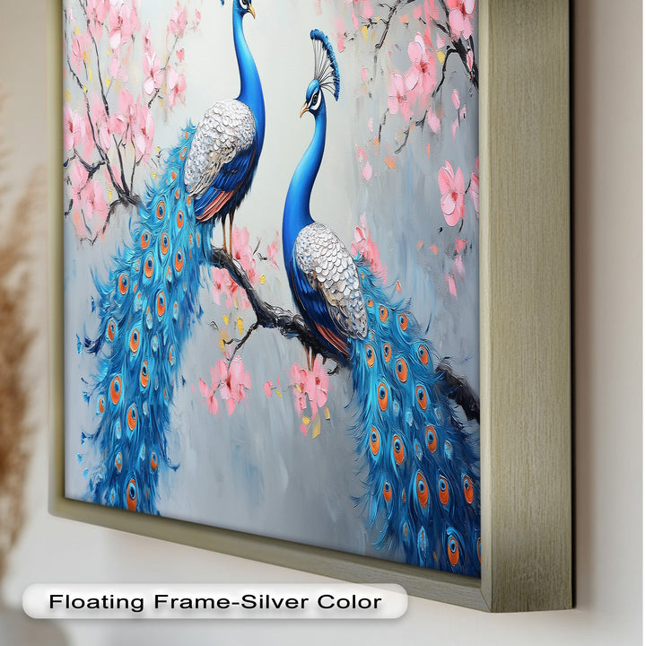 Peacocks Among Cherry Blossoms – Animal Oil Painting