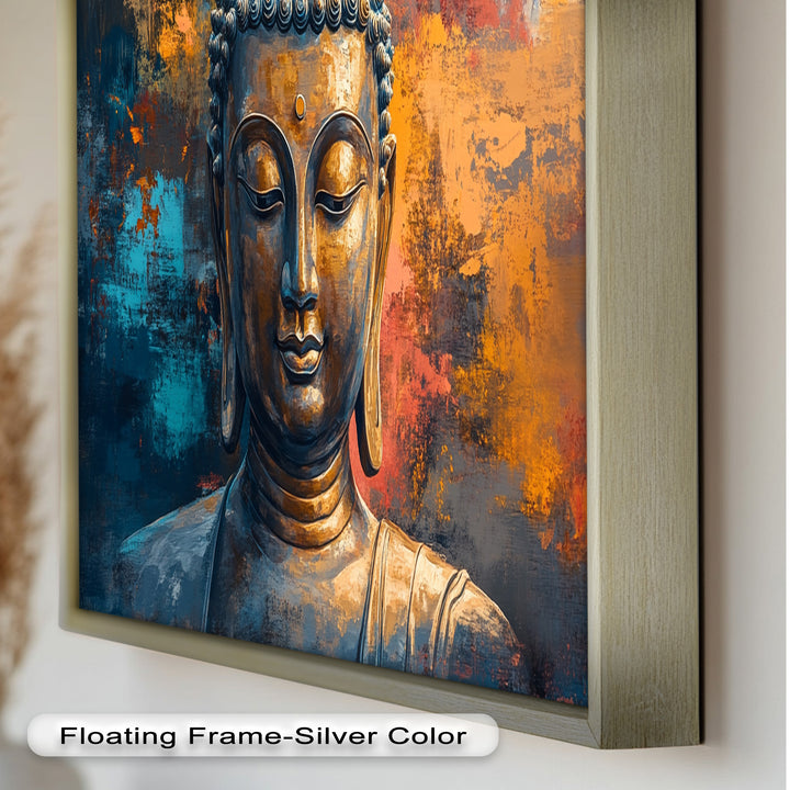 Vibrant Buddha Portrait Wall Art – Religious Oil Painting