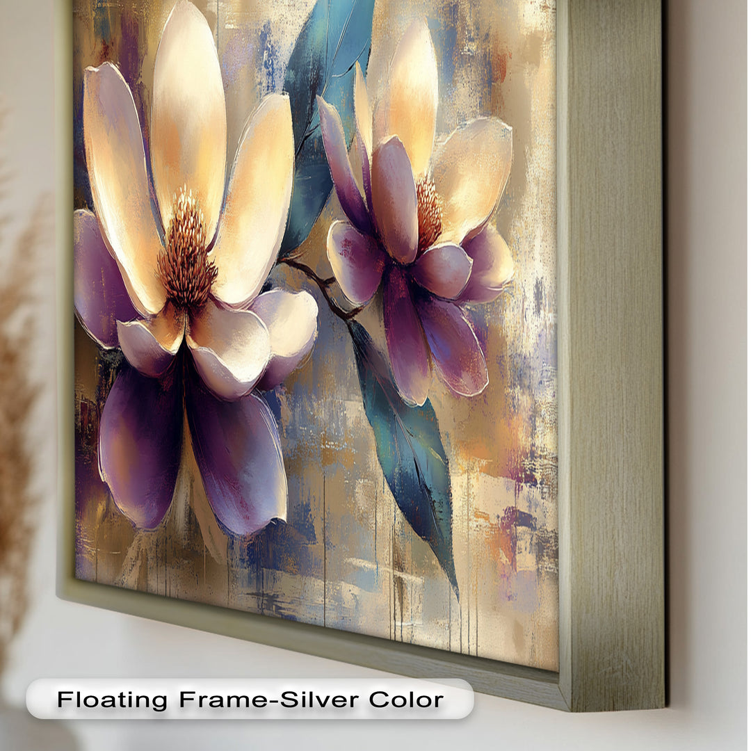 Golden Magnolia Blossoms – Modern Floral Oil Painting