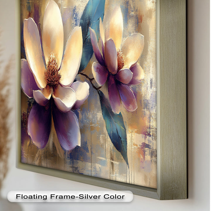 Golden Magnolia Blossoms – Modern Floral Oil Painting
