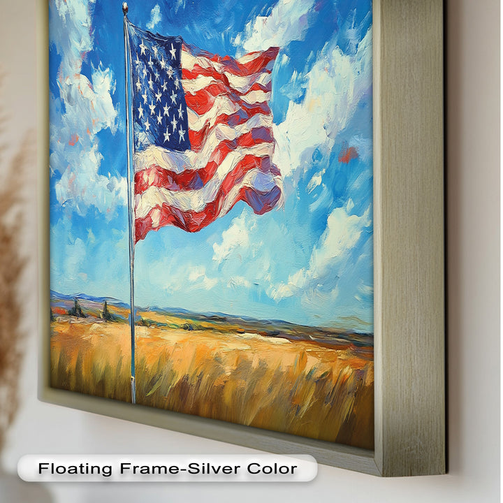 Amerikanische Flagge auf dem Land – Patriotisches Ölgemälde