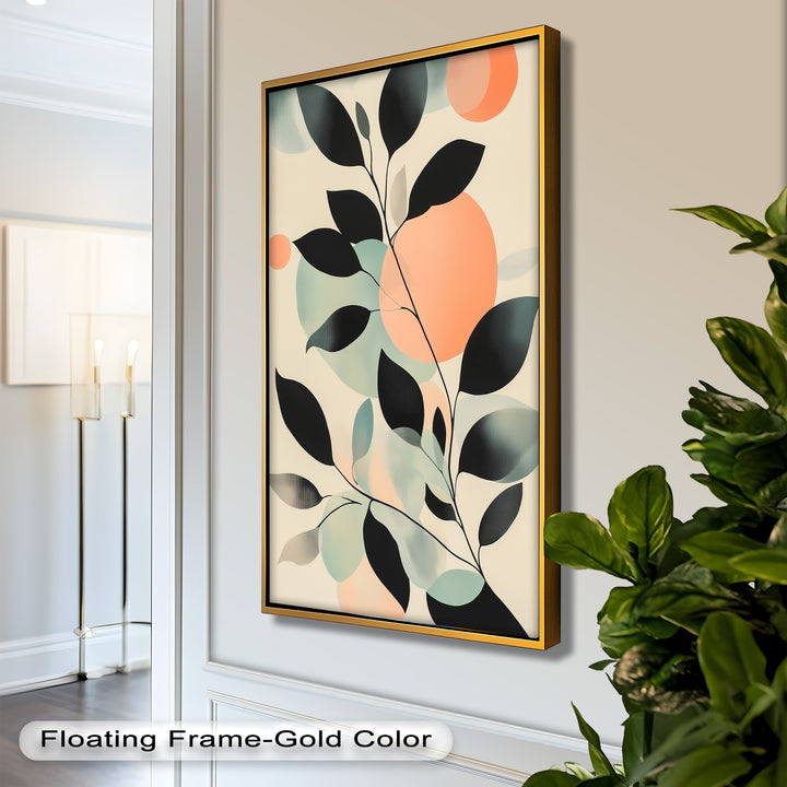 Blush Eclipse – Minimalist Botanical Silhouette Oil Painting