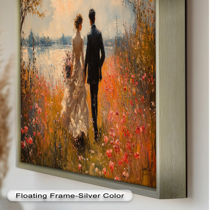 A Walk to Remember – Impressionist Couple in Blooming Field Oil Painting