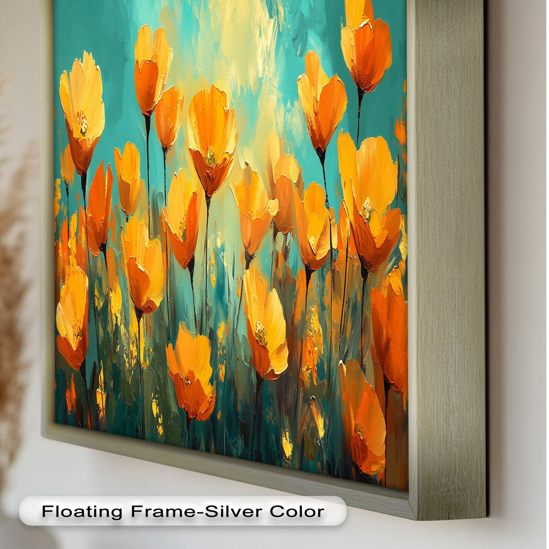 Leuchtend orangefarbene Mohnblumen-Wandkunst – Blumen-Ölgemälde