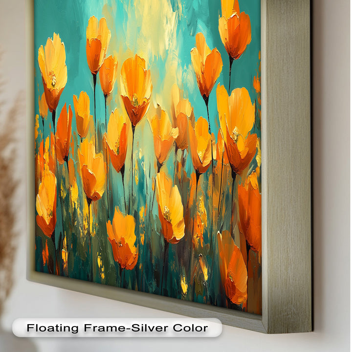 Leuchtend orangefarbene Mohnblumen-Wandkunst – Blumen-Ölgemälde