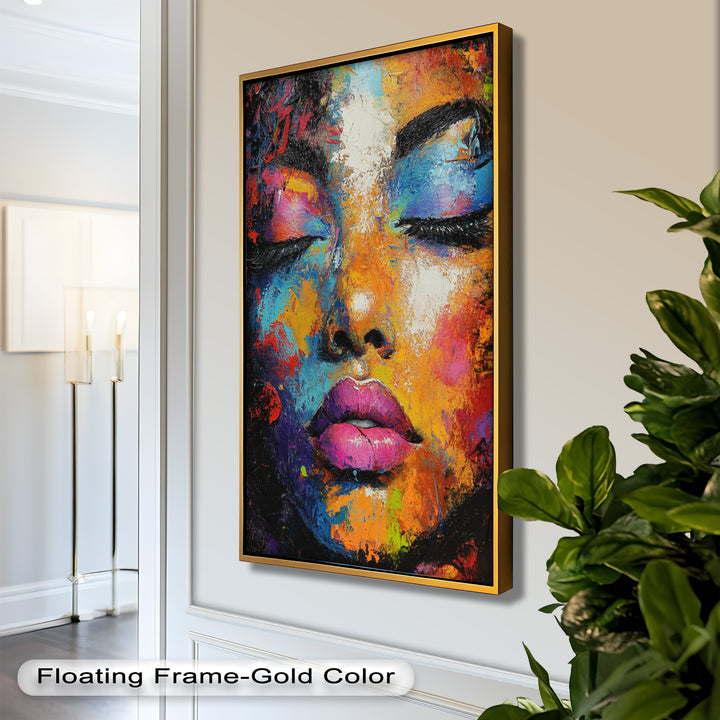 Chromatic Reverie – Bold Female Portrait in Abstract Oil Painting