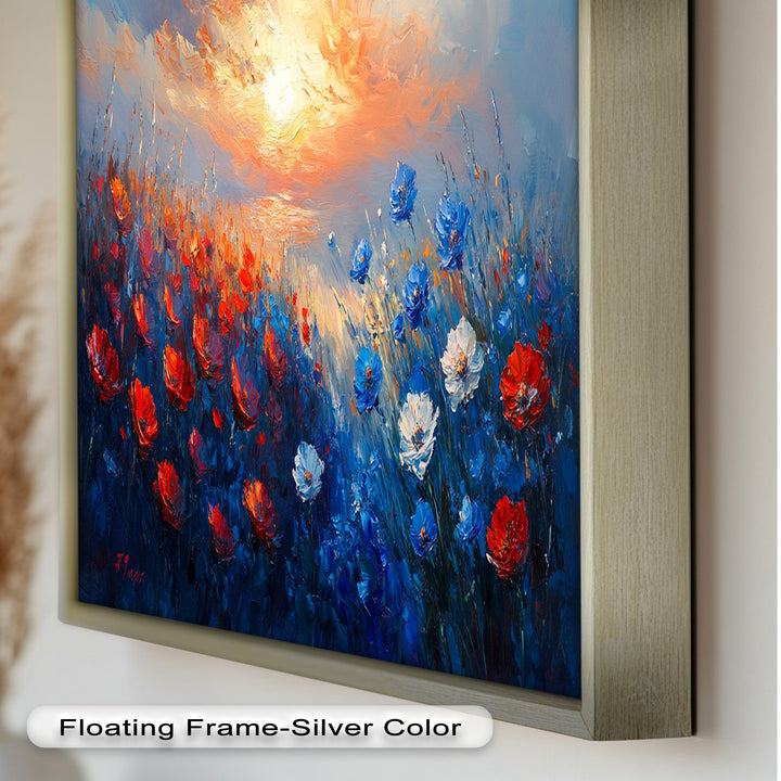 Wildflower Sunset Symphony – Colorful Horizon Flower Oil Painting