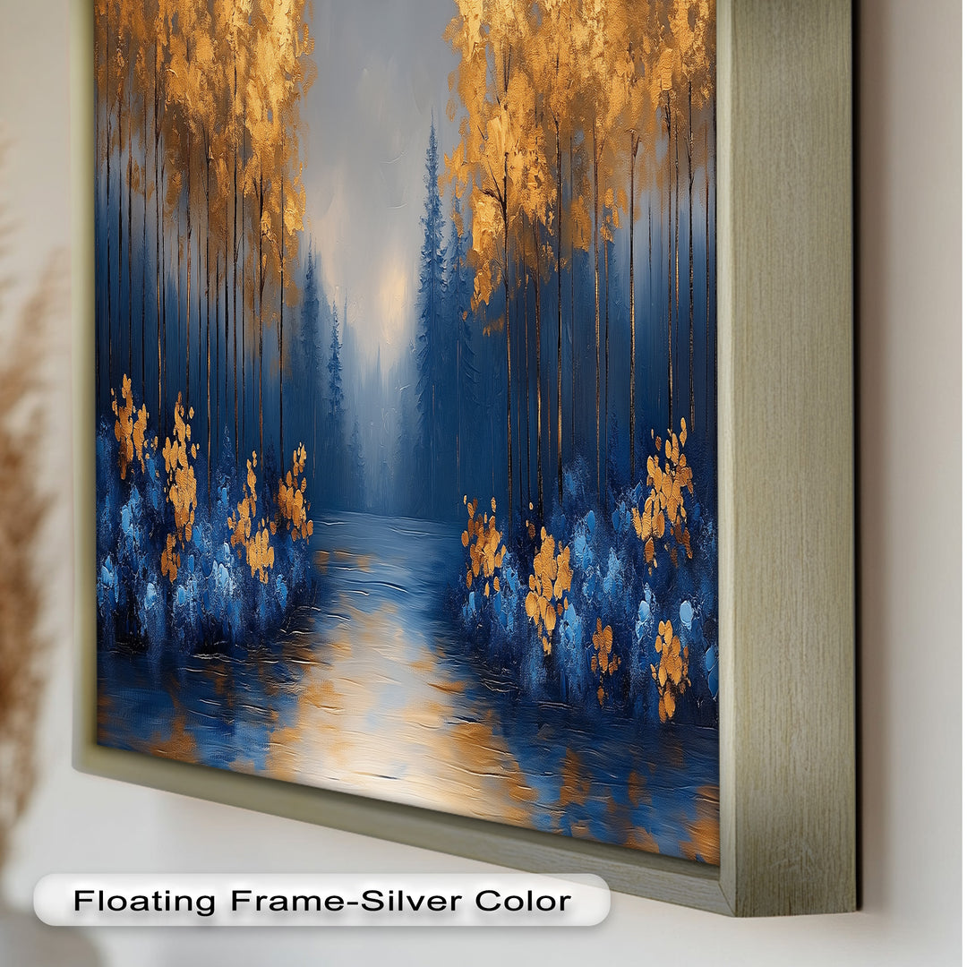 Golden Forest Landscape - Framed Autumn Oil Painting