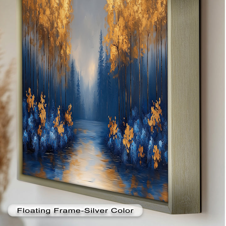Golden Forest Landscape - Framed Autumn Oil Painting
