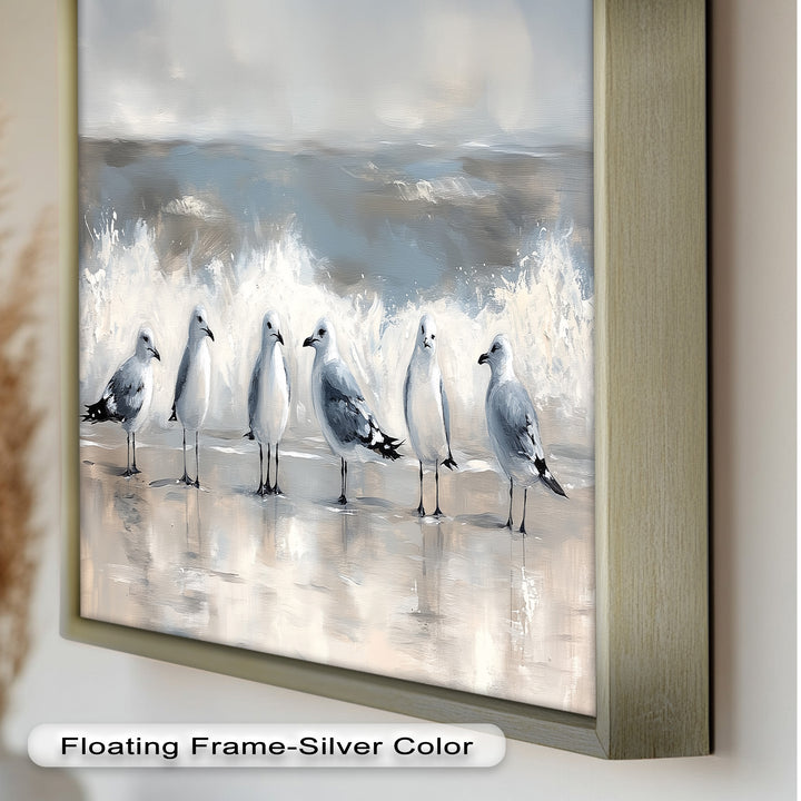 Seagulls and Surf – Bird Oil Painting