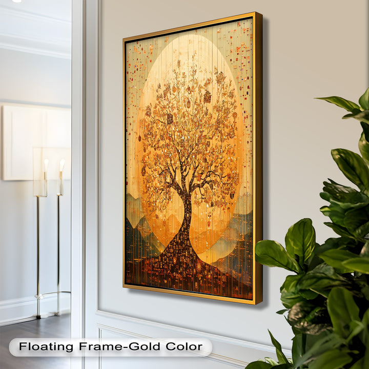 Tree of Light – Radiant Abstract Golden Tree Oil Painting