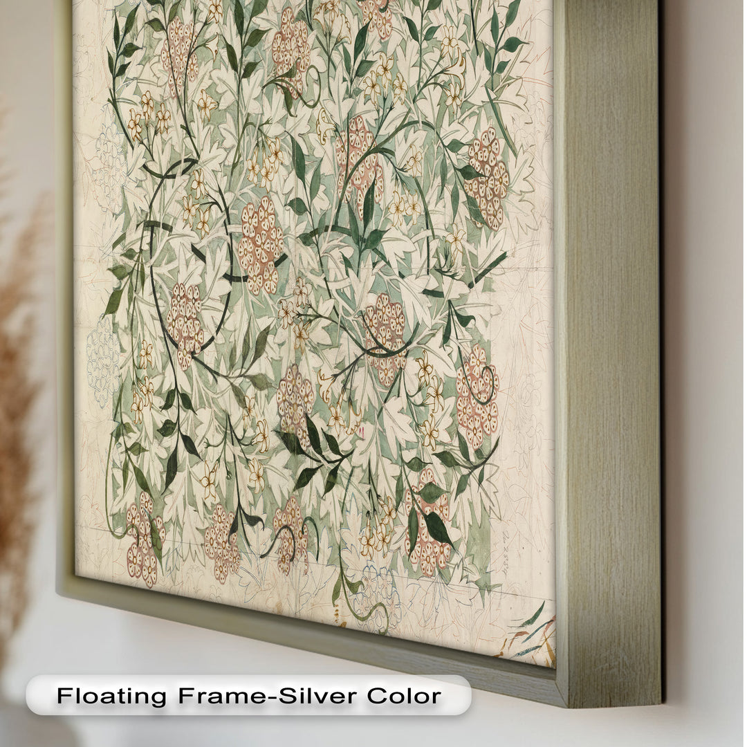 Jasmine Pattern by William Morris – Framed Botanical Oil Painting