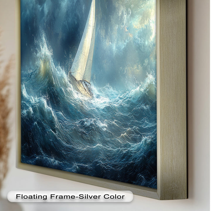 Sailboat Battling Stormy Seas - Boat Oil Painting