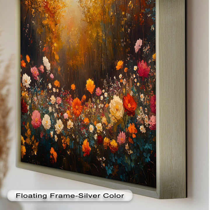 Autumn Forest Flower Wall Art – Colorful Floral Oil Painting