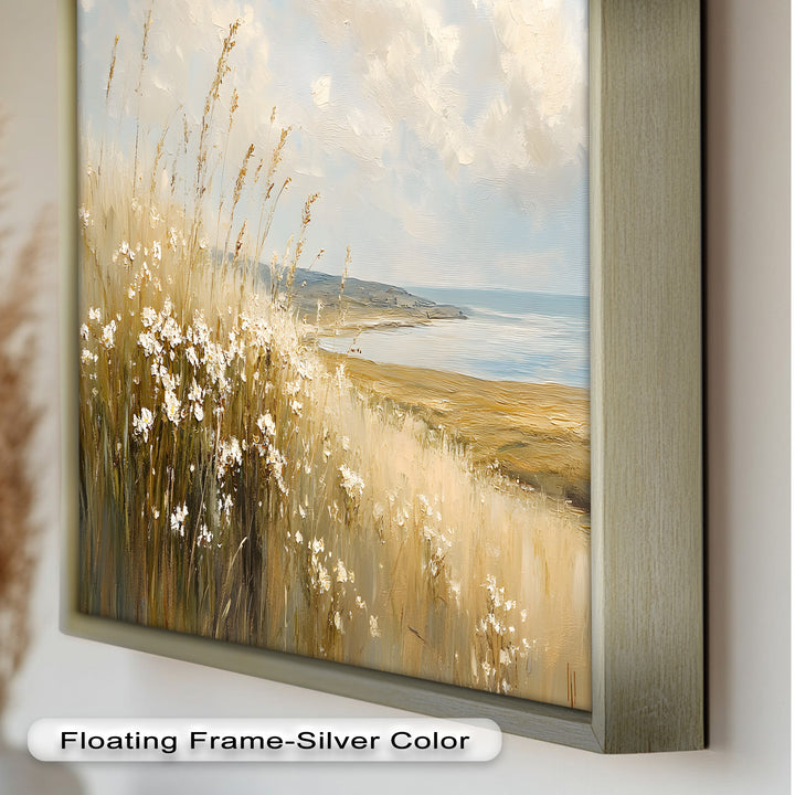 Wildflower Field Landscape – Serene Coastal Oil Painting