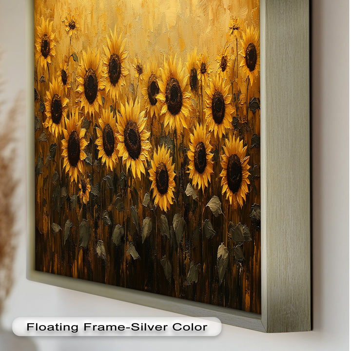Golden Sunflower Field Wall Art – Floral Oil Painting