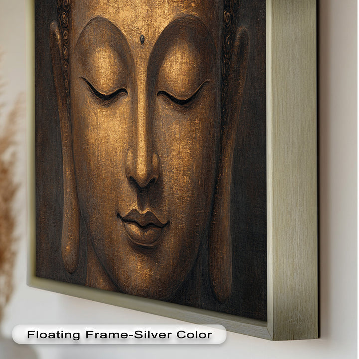 Golden Buddha Face Wall Art – Religious Oil Painting