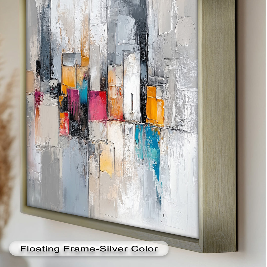 Urban Geometry – Color Block Cityscape Abstract Oil Painting