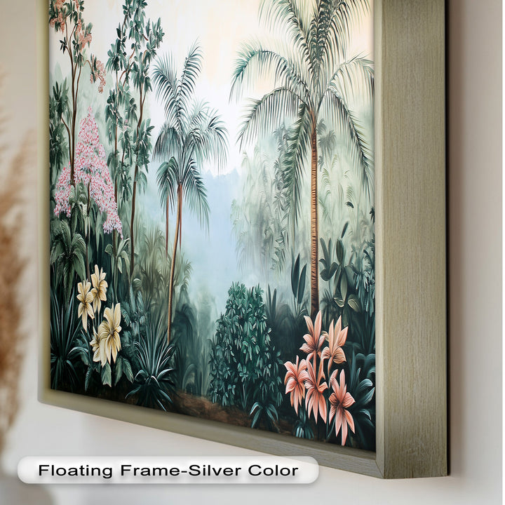 Floral Tropics Oasis – Palm Tree Oil Painting