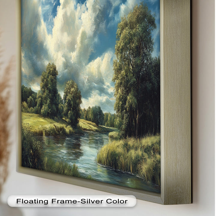 River Landscape Painting – Framed Oil Painting